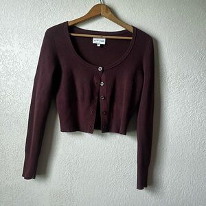 Freshman 1996 Brown Button Front Cropped Cardigan